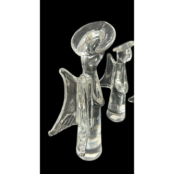 Tuscany Collection Angels 3 Lead Crystal Christmas Mid Century Modern 7"-9"-11' - Picture 5 of 10